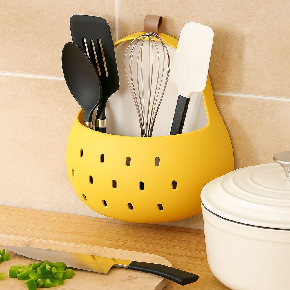 Hollow Out Pear-shaped Cutlery Holder Magnetic Pen Holder Chopsticks Storage Basket  Bathroom