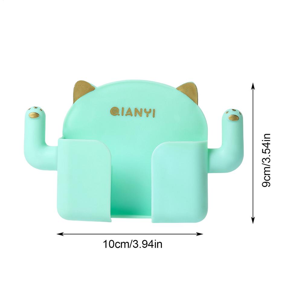 Punch-free Mobile Phone Holder Wall Mount Stand with Hooks Remote Control Organizer Storage Box Charging Bedside Container Rack