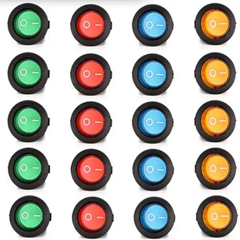 8pcs On/Off 3-Pin 2-Position Snap 20A 12V Red LED Round Boat Rocker Switch with LED For Househeld DIY Replacement