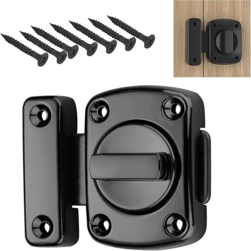 YFFSFDC Door Lock, Screw-in Lock, Rotating Bolt, with Auxiliary Key, Interior Door Lock, Anti-theft Lock, Safety Door Lock, Rotating Bolt (Large, Blac