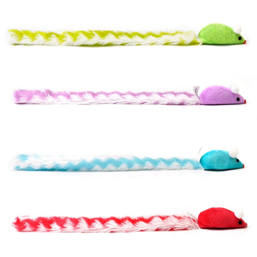Chiwava 4-Piece 38cm Long Soft Plush Rattle Toy for Cats, Mouse Rattle Sound, Small Mouse Activity Interactive Toy