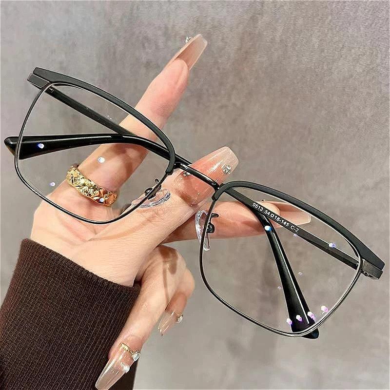 Luxury Business Myopia Glasses for Men Half Frame  Anti Blue Light Computer Glasses Oversized Eyewear Diopters -1.0 To -4.0