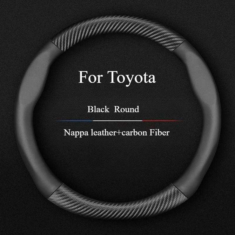 Steering Wheel Cover For Toyota Camry RAV4 Corolla 86 Reiz Wish CHR Celica Vitz Highlander Yaris Avalon Carbon Fiber Leather