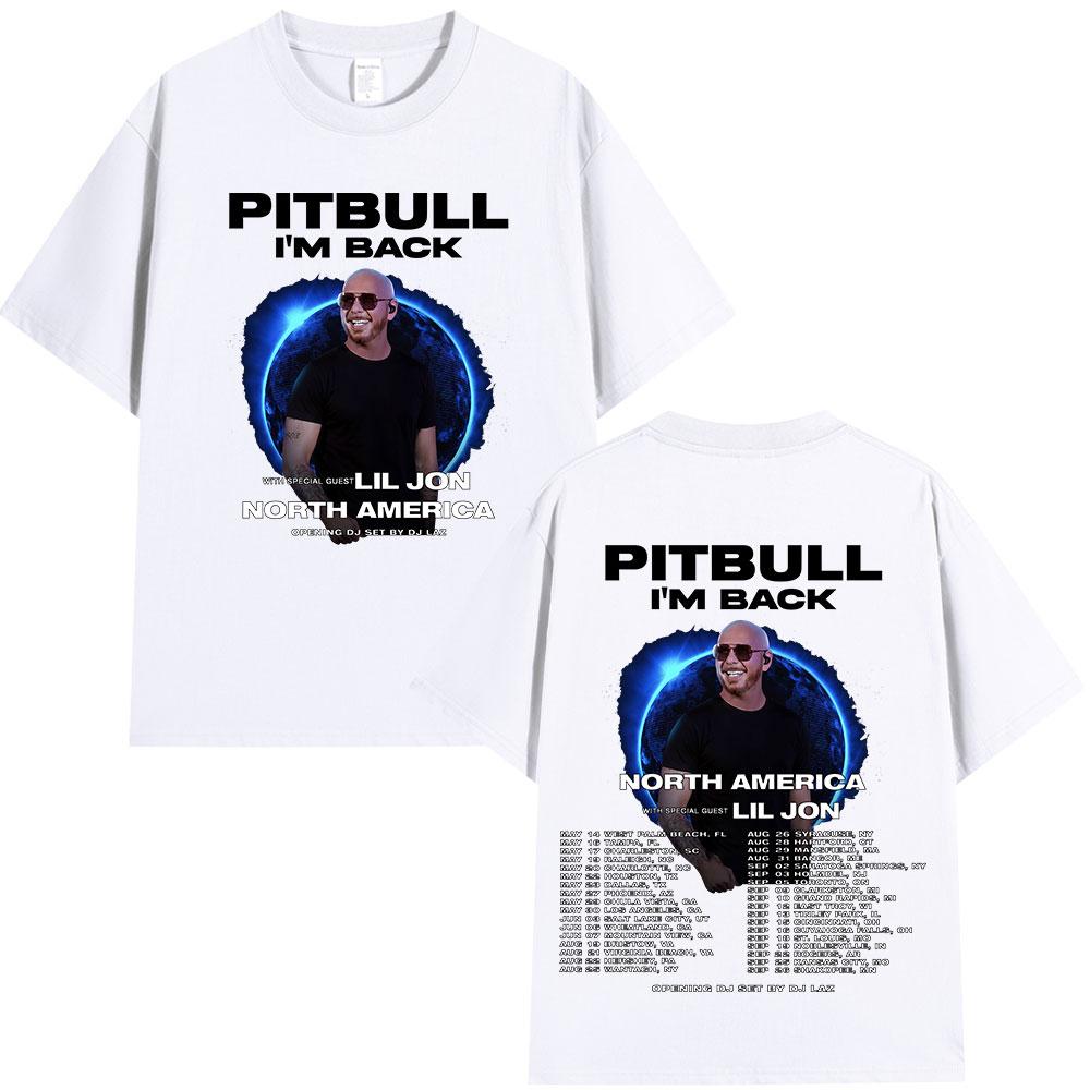 Rapper Pitbull Im Back Tour 2026 Merch Magliette Nord America Concerto Maglietta Regali per Fan Unisex Moda Donna Magliette Vintage Top