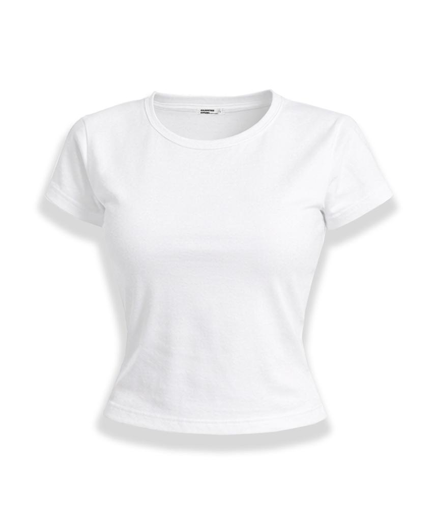 COMME LE PLUS Simple Basique Slimline T-shirt à Manches Courtes en Spandex_Blanc