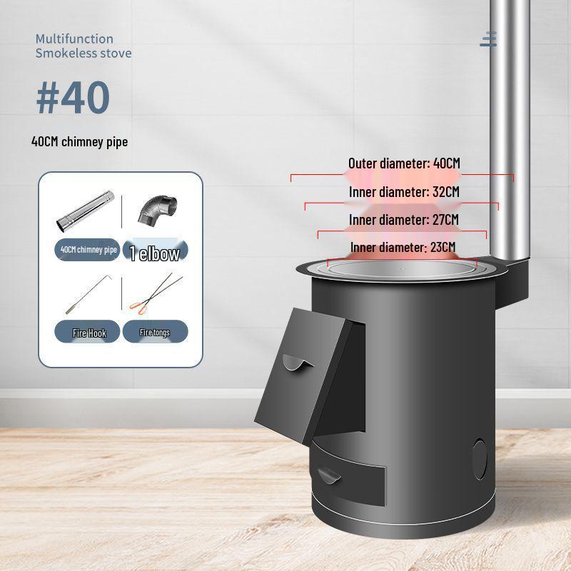 Portable Smokeless Wood-Burning Firewood Stove for Efficient Heating