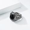 Qianfeng Jewelry Retro Trend Titanium Steel Black Gemstone Ring Men's Literary Niche High-end Index Finger Ring