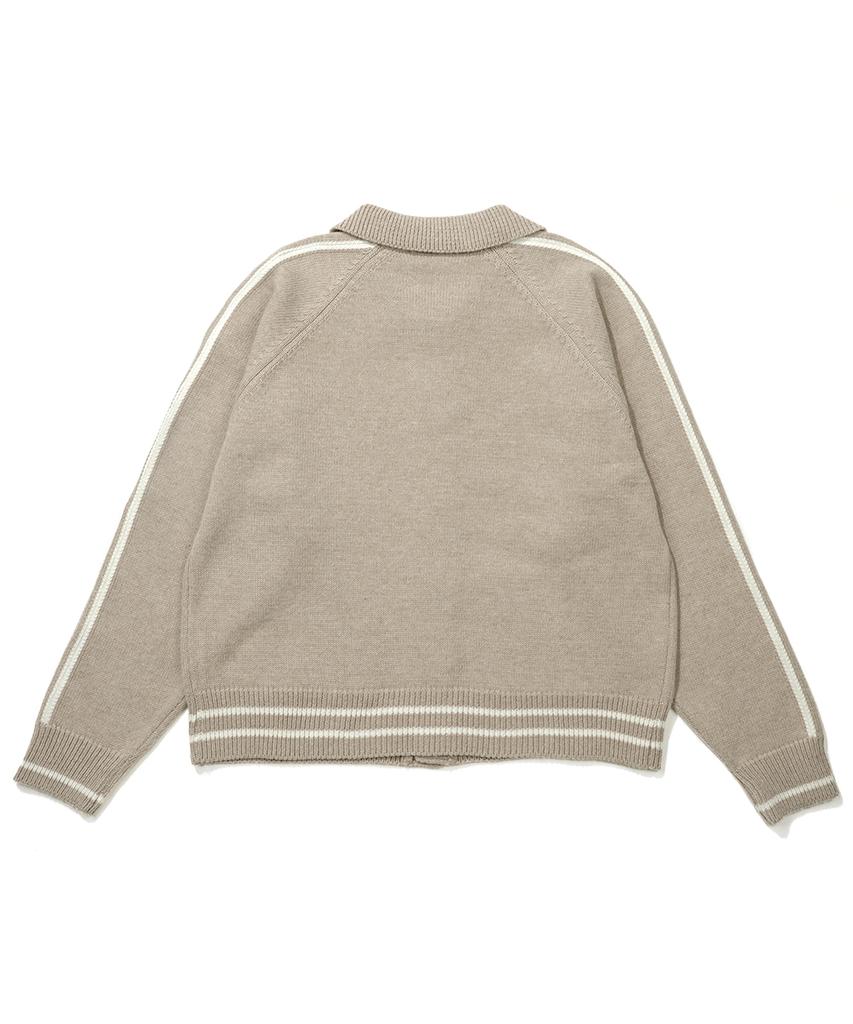 Gakkai Unions Sports Collar Raglan Knit Cardigan Beige