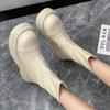Rear zipper Martin boots's autumn new single boots thick sole heightening versatile British style small short boots