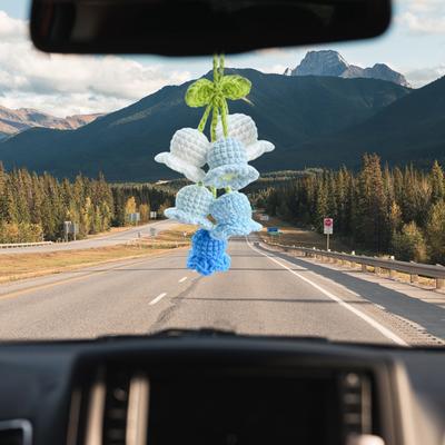 Auto Hängen Anhänger Handgemachte Gestrickte Lilie Blume Ornamente Entzückende Häkeln Auto Innen Dekorationen
