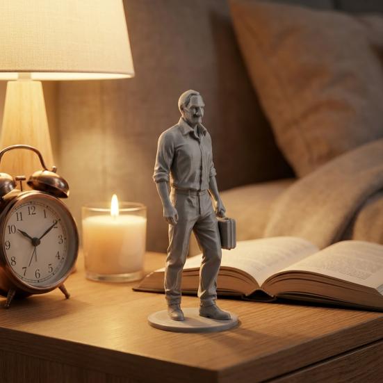 Desk Businessman Statue, 3D Printed Office Decor for Men, Executive Figurine with Briefcase, Motivational Home Office Gift