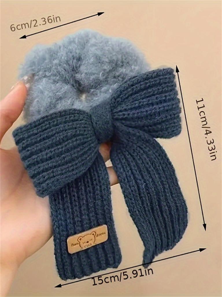1pcs Soft Autumn and Winter Bow Plush Elastic Hair Ties | Ponytail Holders for Women's Party Outings and Daily Styling Accessori