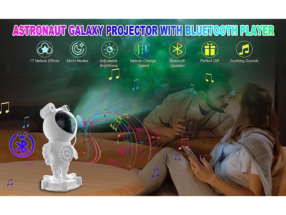 Hot Sale Astronaut Bluetooth Speaker with Colorful Starry Sky Light Projection & White Noise Laser Night Light