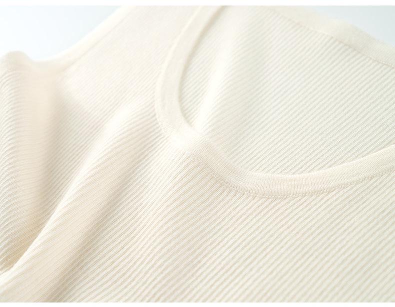 Women's Round Neck Ribbed Wool Knit Vest - Sleeveless Camisole for Autumn/Winter