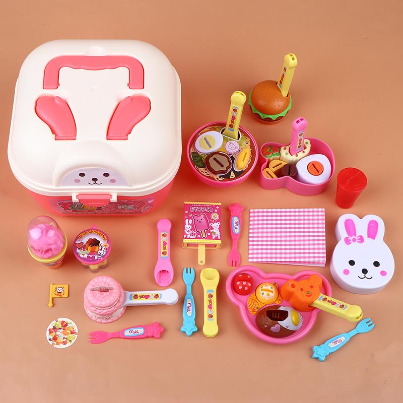 Simulation Food Feeding Toys With Storage Box Bento Hamburger Ice Cream Food Toy Set Dollhouse Kitchen Toys Kid Birthday Gifts