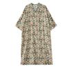 Real Early Spring New Holiday Style Travel V-neck Literary and Retro Medium and Long Meat-covering Cotton and Linen Dress