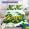 Brazil Football Printed Bedding 3 Piece Set Cozy Breathable Bed Cover Set as Housewarming Holiday Gift