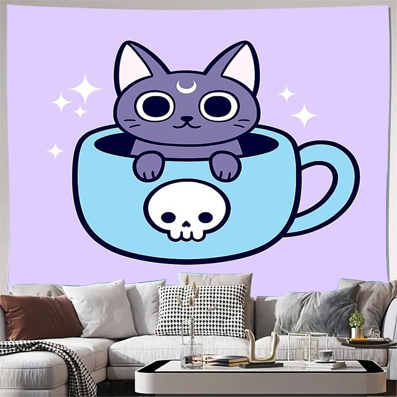 

Cute Cat Tapestry Aesthetic Room Decor Anime Wall Hanging Galaxy Home Decor Witchy Dark Academia Bedroom Decor Gifts 74x94cm(29x37in)