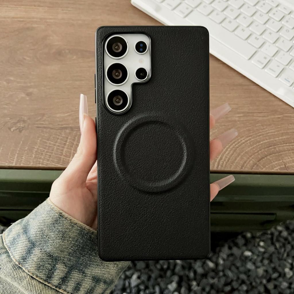 For Samsung Galaxy S26 Ultra Magnetic Case PU Leather + TPU Phone Back Cover