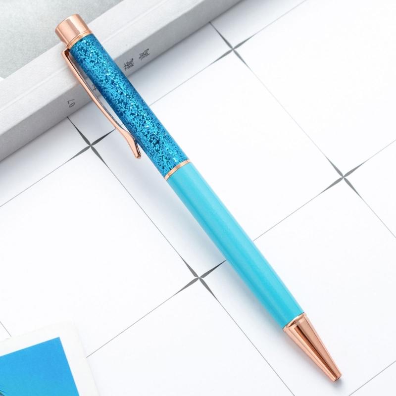 5Pcs Sequins Drift Sand Ballpoint Pens Refillable Metal Ballpoint Pens 1.0MM Tip for Daily Writing and Note Taking