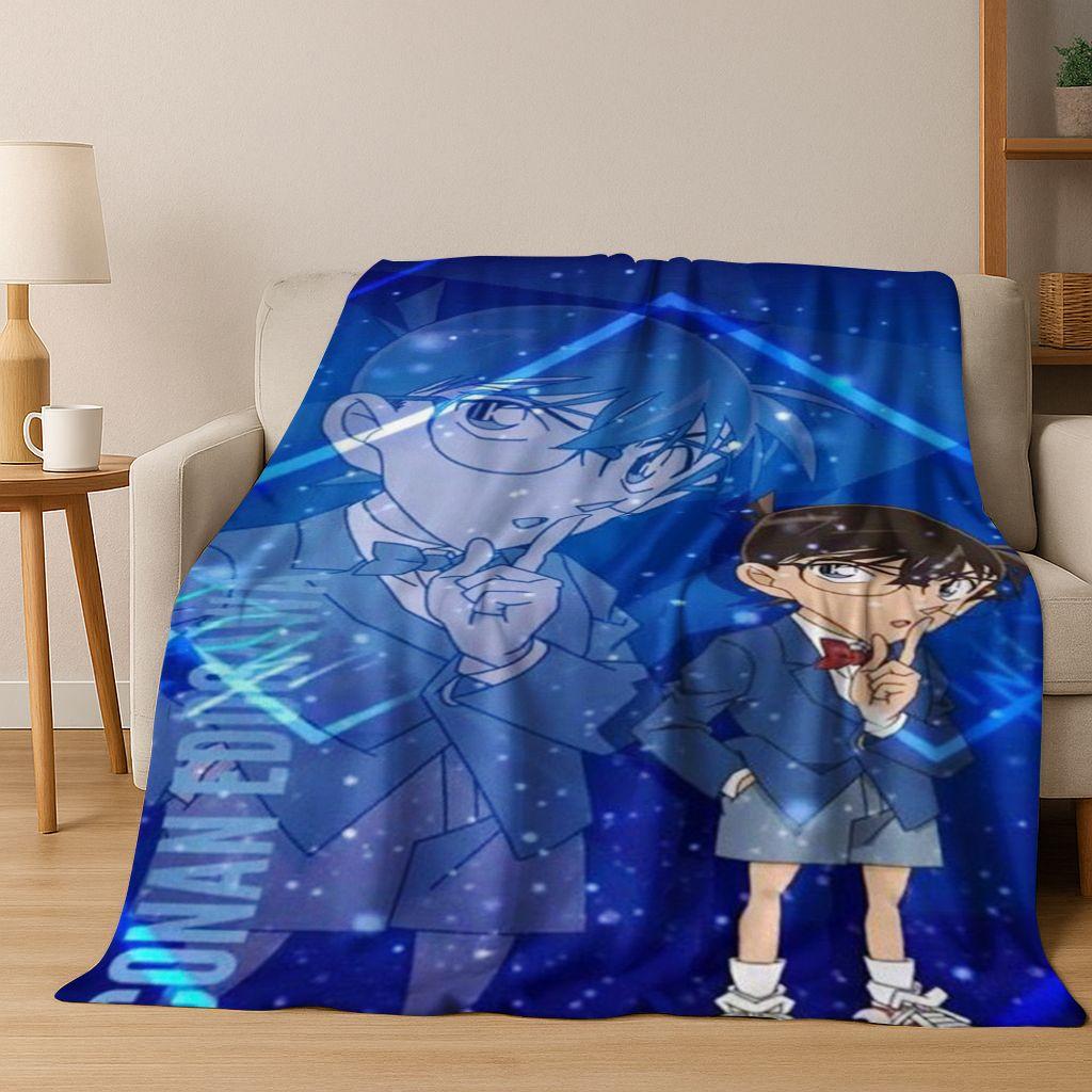 Retro Anime Detective Conan Cartoon Flannel Blanket,Warm and Cozy Soft Throw Blanket for Home Bedroom Bed Sofa Picnic Cover Kids