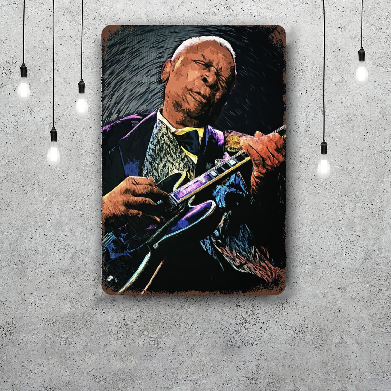 

bb king Vintage Tin Sign Home Decor Wall Decor Art Wall Mural Room Decoration Decor Retro Metal Sign Plate Bar Posters 20x30cm（7.8x11.8inch）