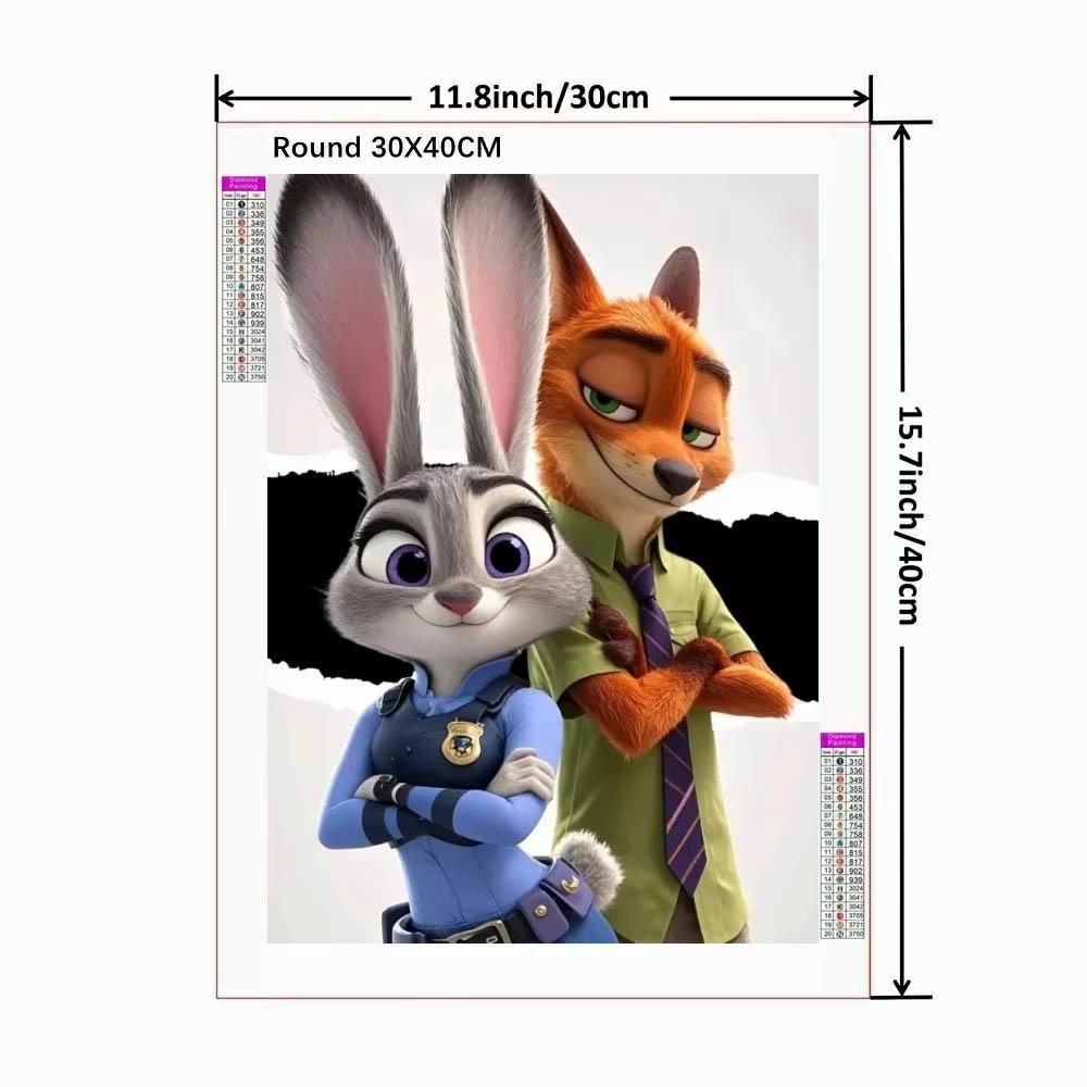 Disney Zootopia Judy Nick 5D Diamantové malování Plné diamantů DIY Ručně vyráběné diamantové malování Kreslený dekorativní malířský set