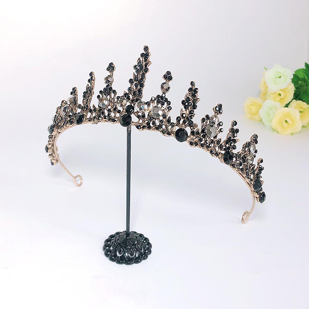 Barokowa Retro Czarna Korona Modowa Tiara Ślubna Bal Maturalny Urodziny Korona Królowej