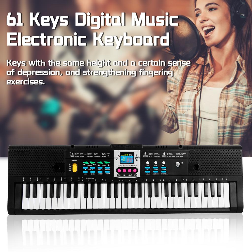 61 Keys Digital Music Electronic Keyboard Kids Multifunctional Electric Piano for Piano Student with Microphone Function Musical Instrument