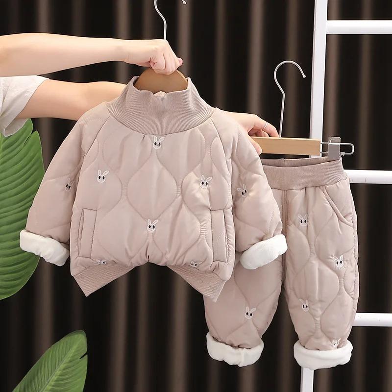 Winter Baby Girls Clothing Sets Keep Warm Thicken Coat Pants Girls Suits Birthday Gifts Children's Clothing