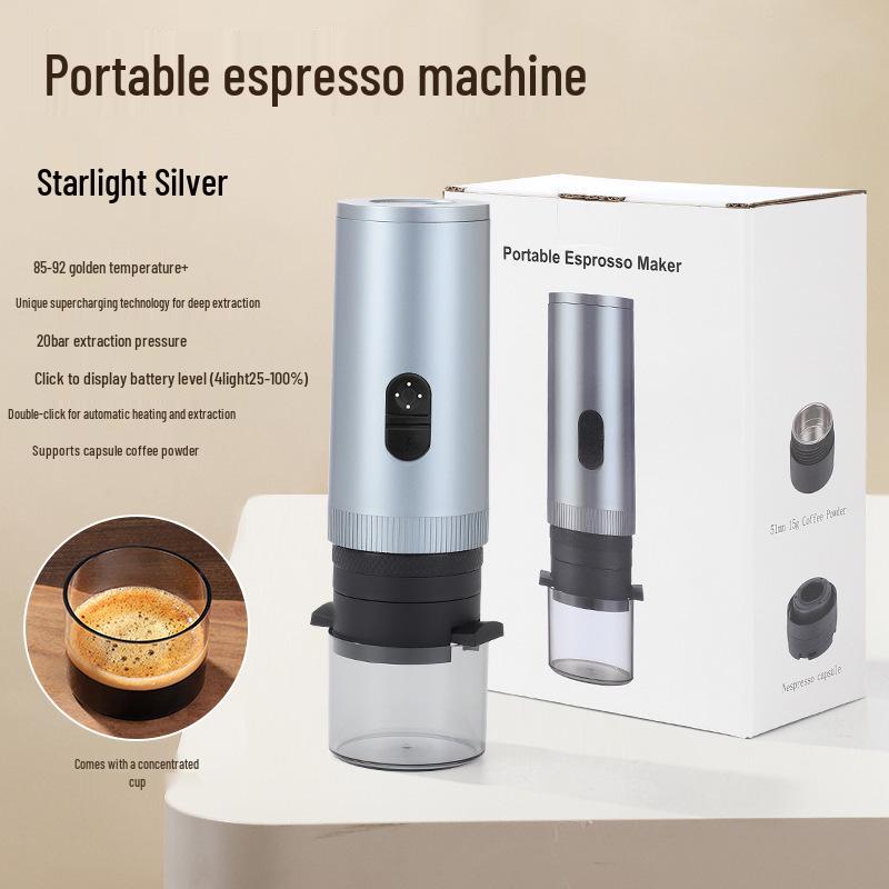 Portable Capsule Coffee Grinder & Espresso Machine with Wireless Heating