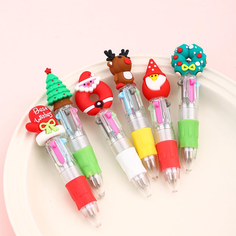 36PCS Mini 4Color Ballpoint Pen Gifts Christmas Elk Santa Snowman Pen Xmas Christmas Party New Year Guest Gifts Bag Fillers Student Prize Gift Writing