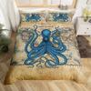 Octopus Duvet Cover Set Octopus Tentacles Bedding Set Nautical Ocean Blue Bed Linen Sea Marine Themed Comforter Cover Full Size