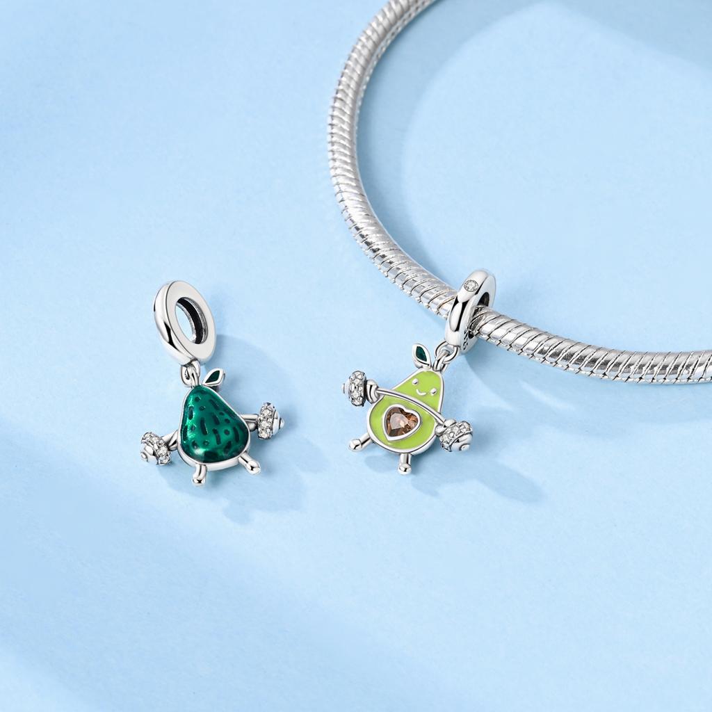 Charm Bead Components Bead Component 100% Silve Apple Cherry Avocado Strawberry Charm Bead Component Pendant Bead Component Compatible With Authentic