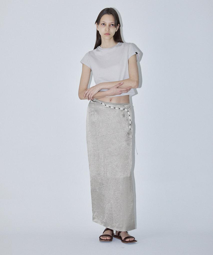 EN OR Metallic Silver Maxi Skirt - Gray