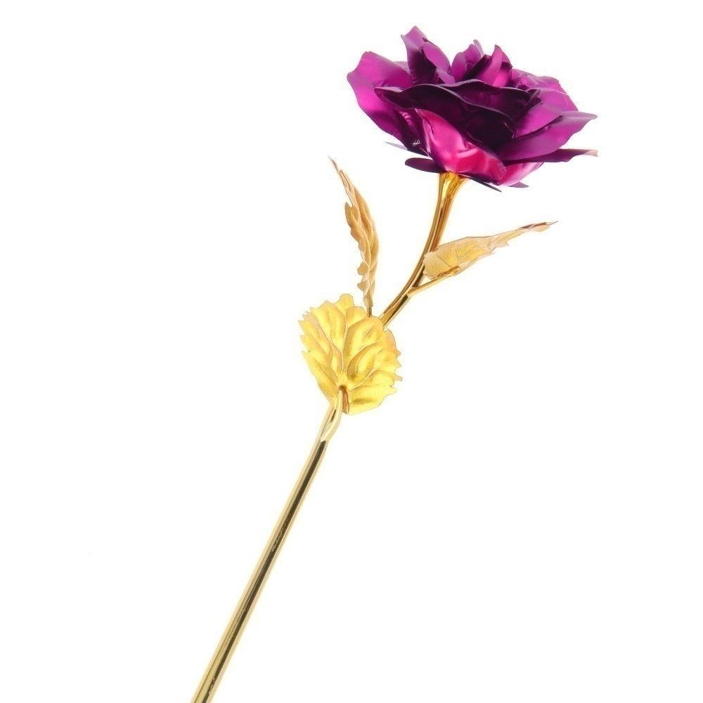 24k Gold Foil Plated Eternal Rose Flower for Romantic Valentine's Day Lover Wedding Mother's Day Gifts