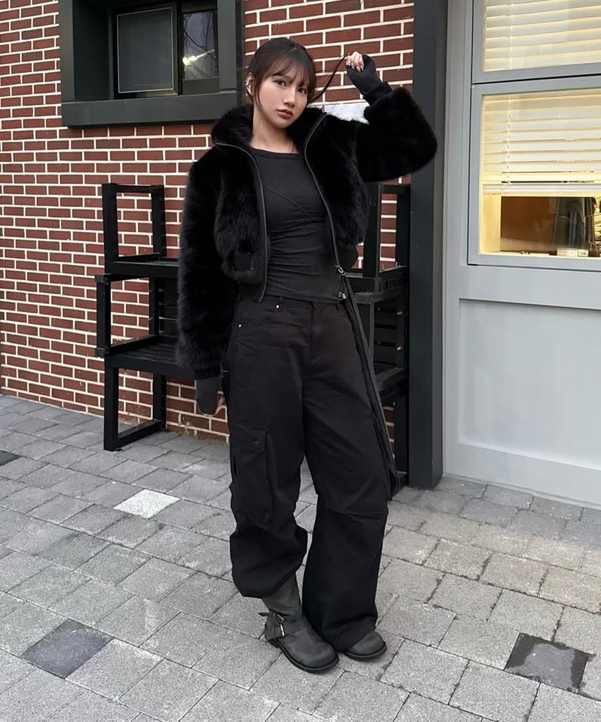 Lougeu Onbon Logo Cargo Pants_Black