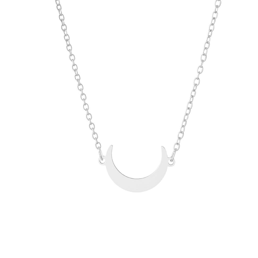 Stainless Steel Minimalist Moon Pendant Necklace Women's Fashion Commuter Personalised Design Collarbone Chain Jewellery Gift