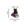 Halloween Black Cat & Purple Book Brooch for Kids - Festival Metal Badge Accessory