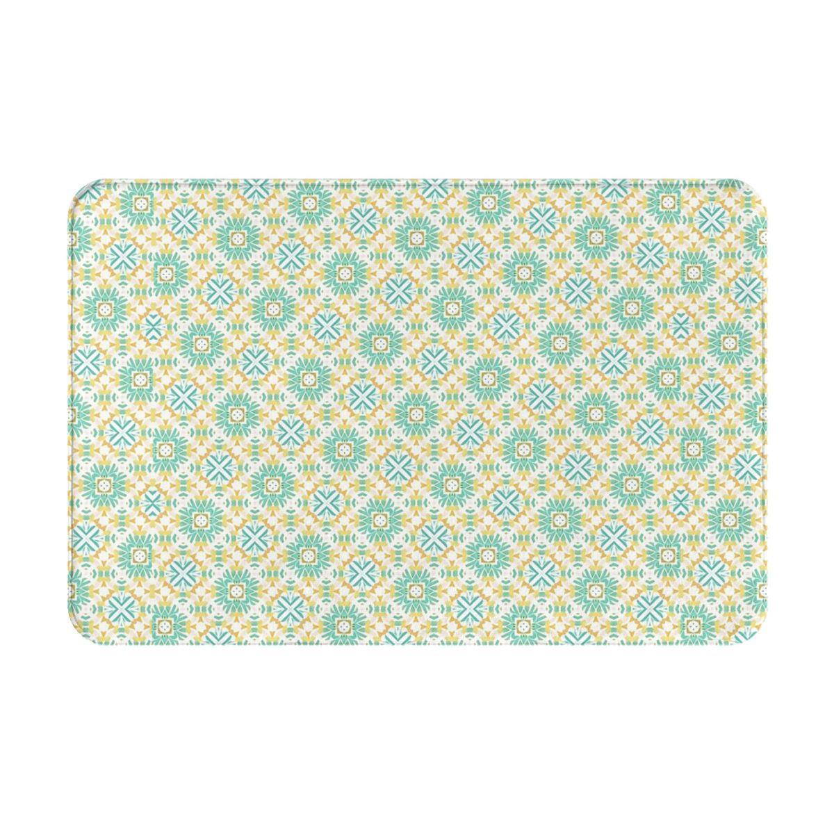 Beige Blauw En Rood Marokkaans Patroon Antislip Deurmat Vloermat Tapijt Vloerkleed voor Keuken Entree Huis Balkon Voetmat Matten 60x40 cm