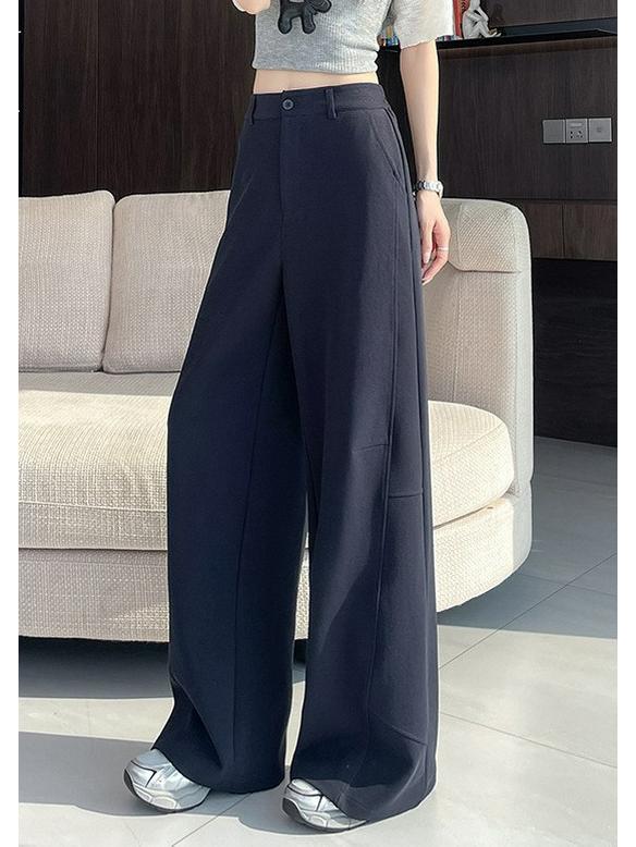 

Women s American Style Patchwork Wide-Leg Sweatpants - Spring 2026 Casual Drape Extra Large темно-синього кольору