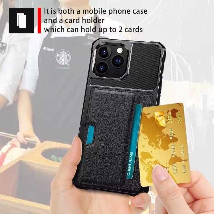 Suitable for iPhone15 mobile phone case Samsung S24 car magnetic suction bracket insert card anti-drop case A15 solid color leather case