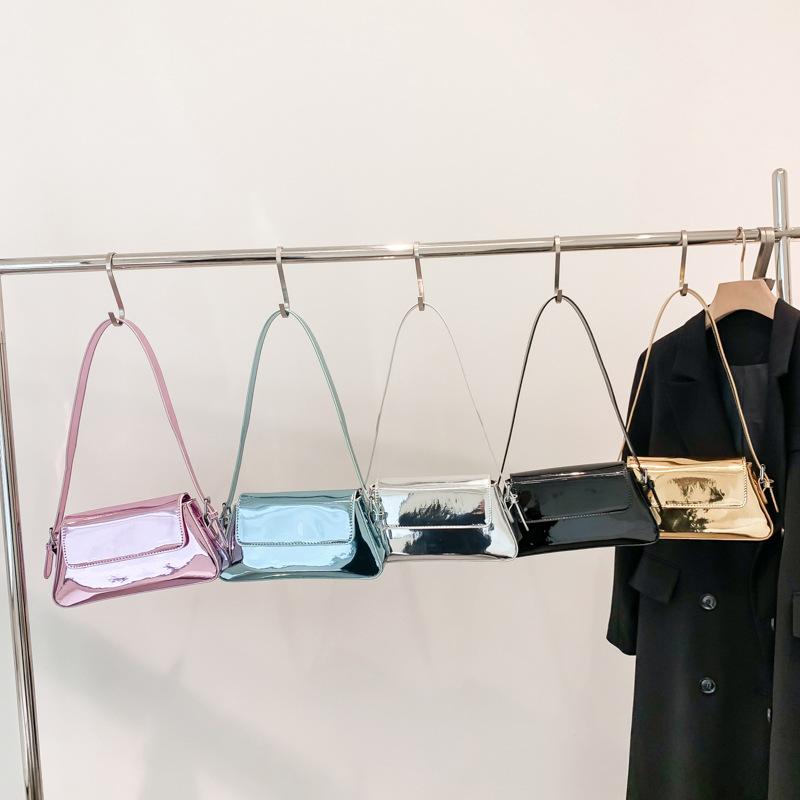 Bag Fashion Women's Bag New 2025 Korean Version Fashion Glossy Underarm Bag Inside Internet Celebrity Candy Color Small Square Bag