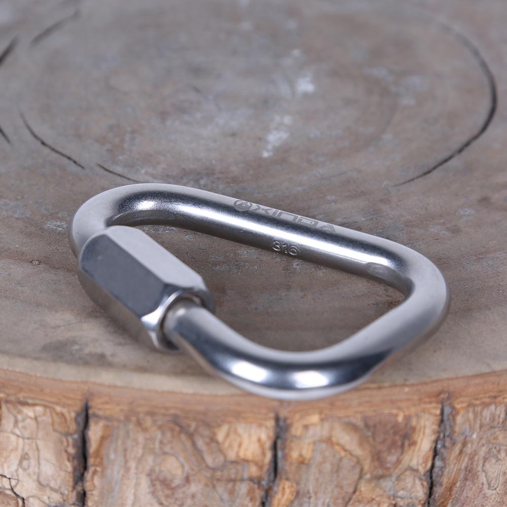 60KN 316 Stainless Steel Triangle Carabiner Screw Locking Rock Climbing