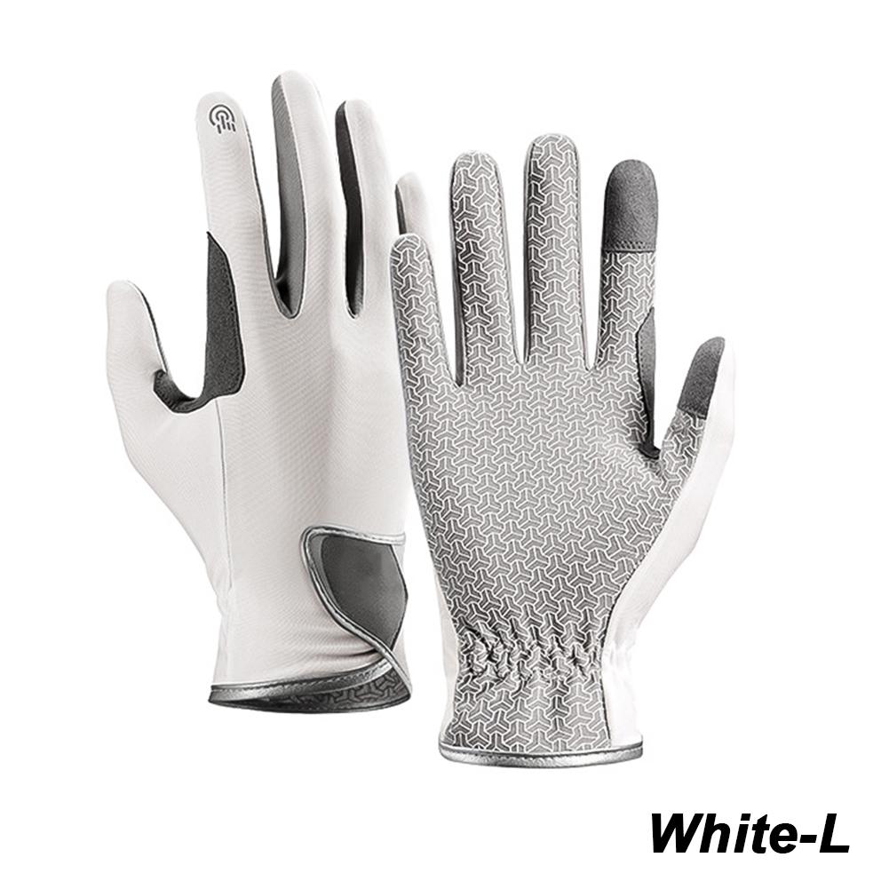 

1 пара спортивных перчаток для гольфа, для велоспорта, альпинизма, противоскользящие, дышащие, для сенсорных экранов, тонкие перчатки Ice Silk L белый