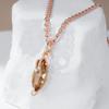 Rhombus Brown Natural Zircon Pendant Necklace For Women Fashion  Rose Gold Color Vintage Party Fine Daily Jewelry