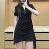Large POLO Neck Women's Dress Spicy Girls Dress Slim Irregular Knit Skirt