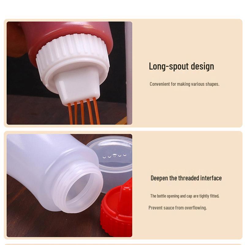 Large 720ml PE Plastic Squeeze Bottle with Pointed Mouth for Salad Dressing and Tomato Sauce