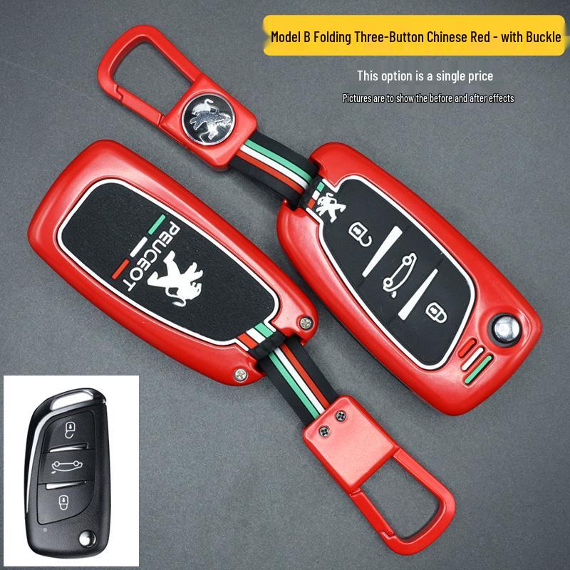 Dongfeng Peugeot Key Case for Models 207, 301, 308, 408, 508, and 3008 with Logo.