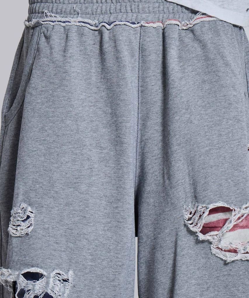 Jeidideuleondeon (U) Grey Marl Stars And Stripes Distressed Monster Jogger Grey